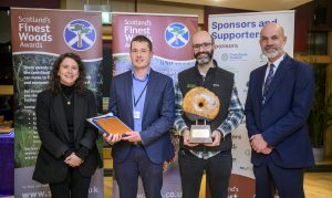 Scotland’s Finest Woods awards 2025 - New Native Woods Winner with Scotland’s Finest Woods awards 2025 - Schools Winner with Cabinet Secretary.